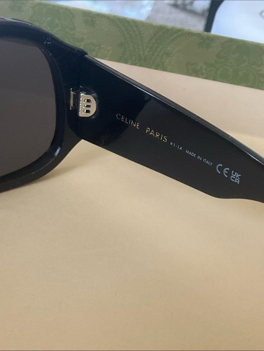 Celine Round Oversized Black Sunglasses with Gold Logo - Picture 6 of 7